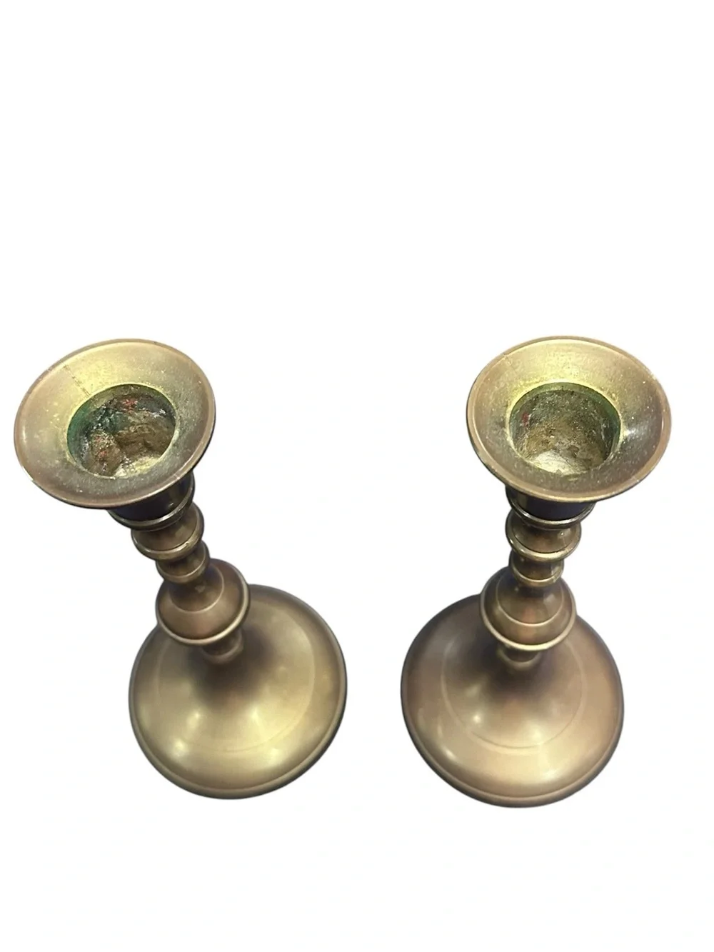 Vintage Brass Candlesticks Pair‎ 7” Tall Made in India Traditional Taper Holders